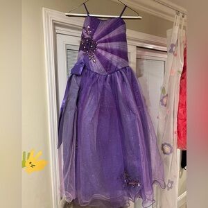 Purple Sparkly Gown with Floral Embellishments